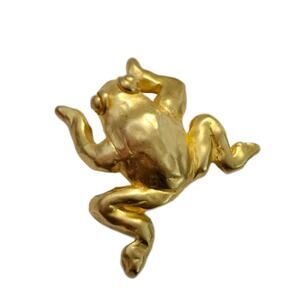 Vintage Gold Plated Frog Brooch, 2" Long
